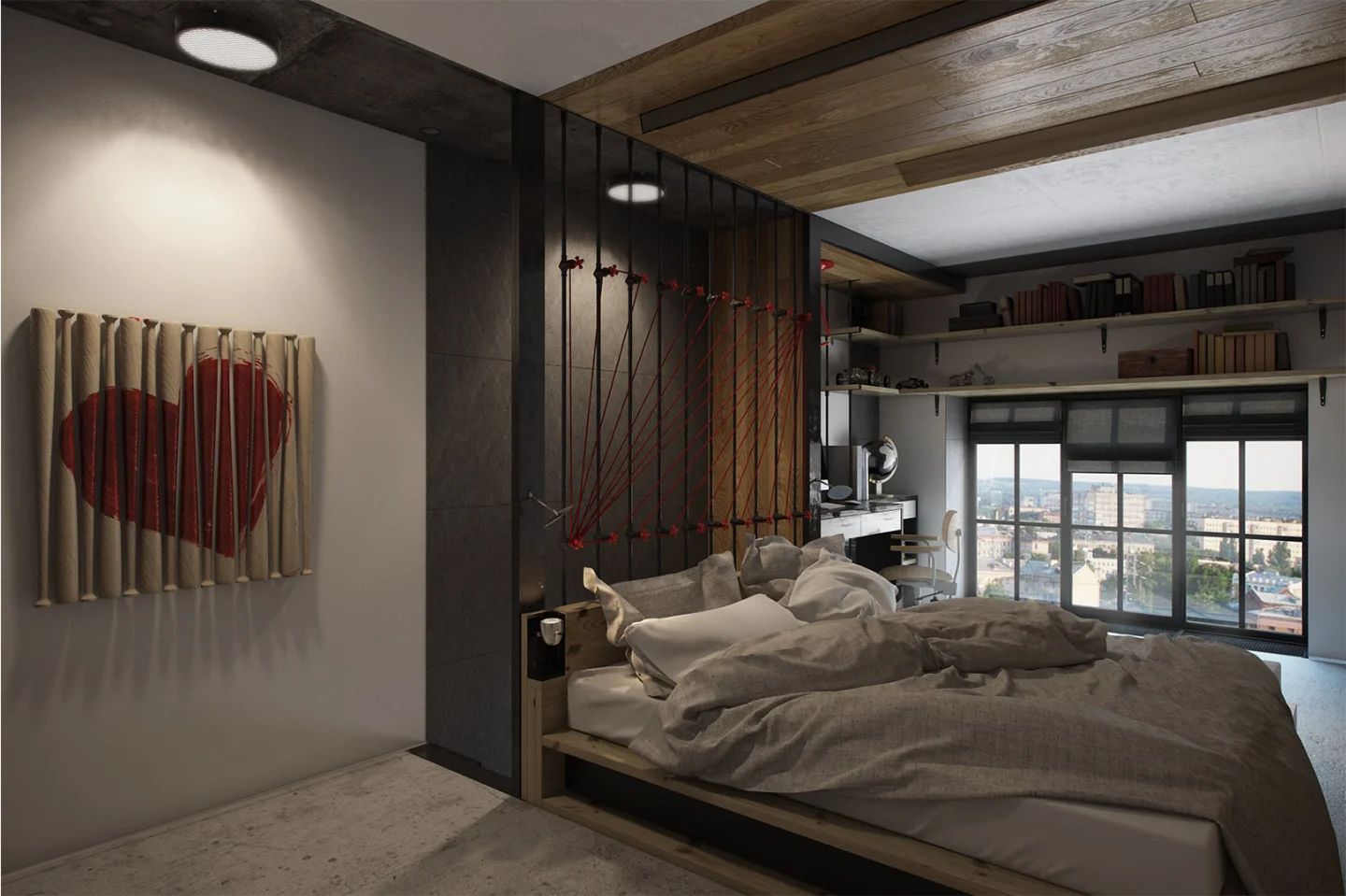 The architects managed to utilizes the entire 18 square meters (194 sq ft) in the bedroom zone