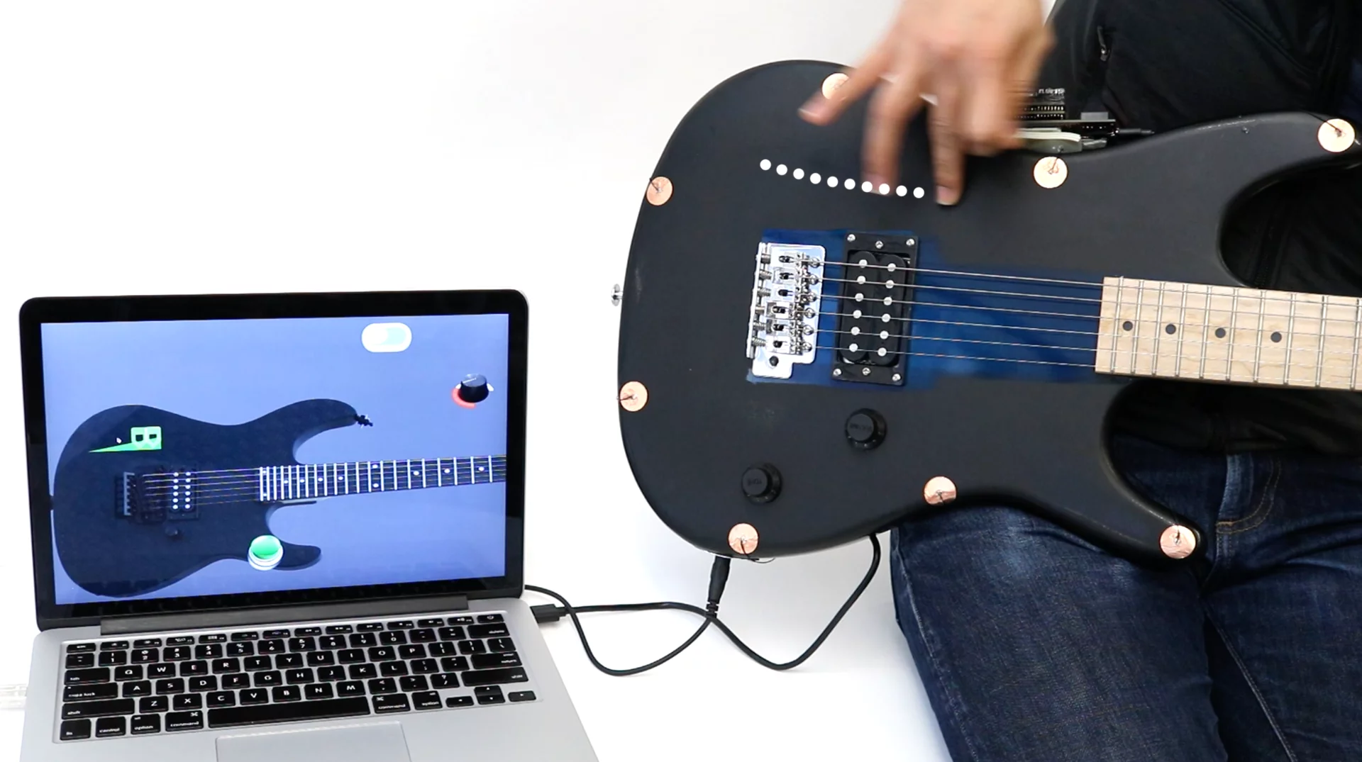 Guitar registering a moving finger