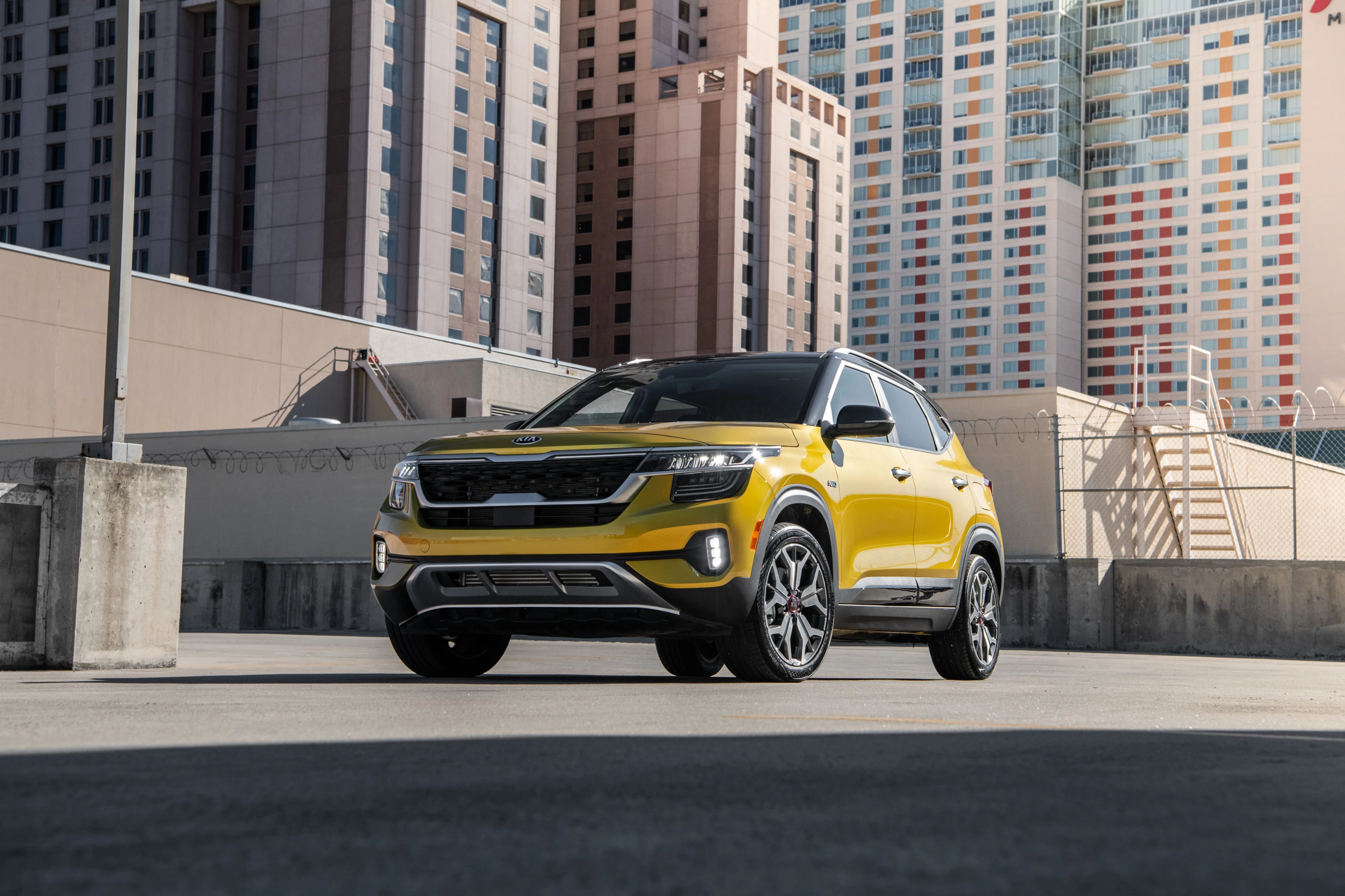 The 2021 Seltos has Kia's now-signature, though flattened, "tiger nose" grille