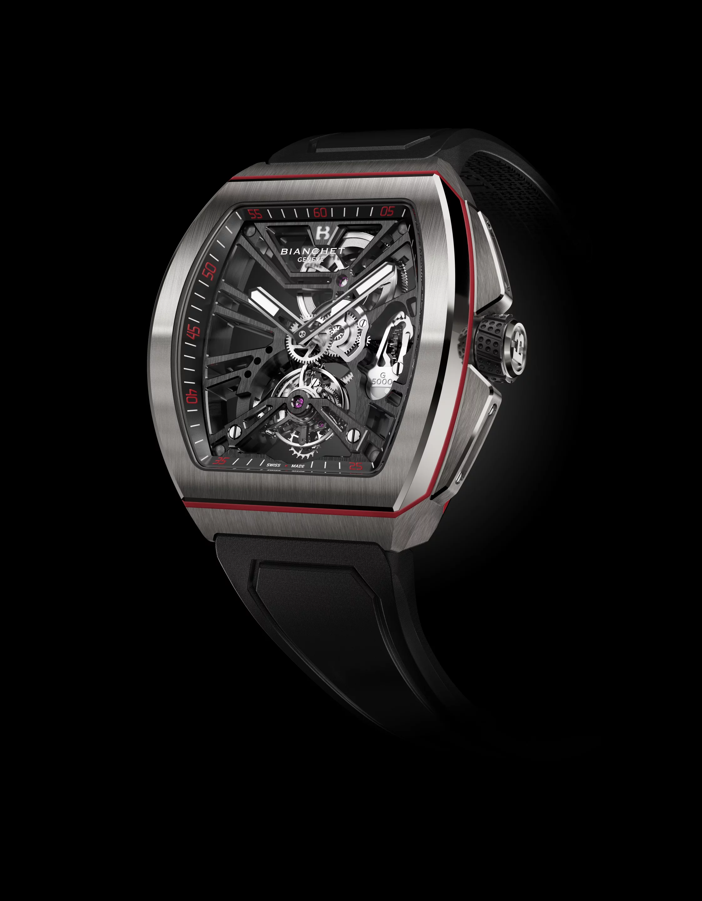 G5000 Active Tourbillon is shock resistant to 5,000 gees