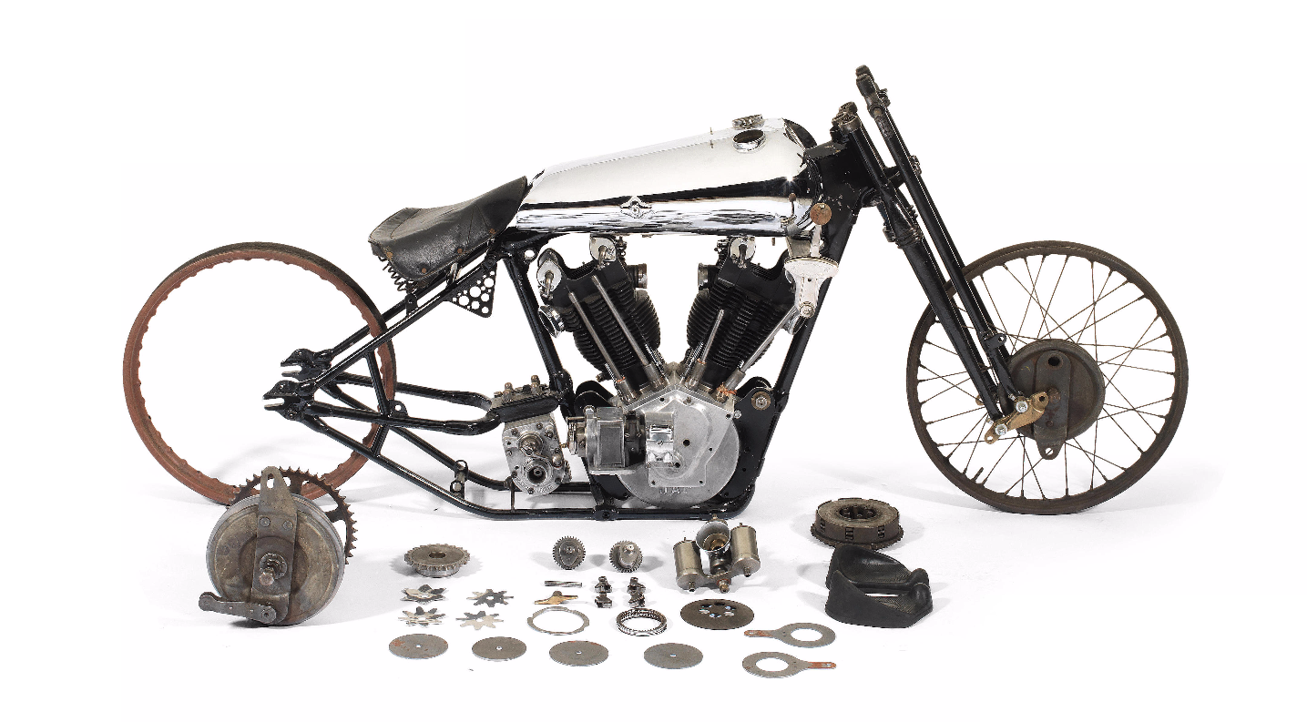 1929 Brough Superior SS100 Pendine Engine and Replica Frame, Price: £65,340 ($86,809), Auction Description