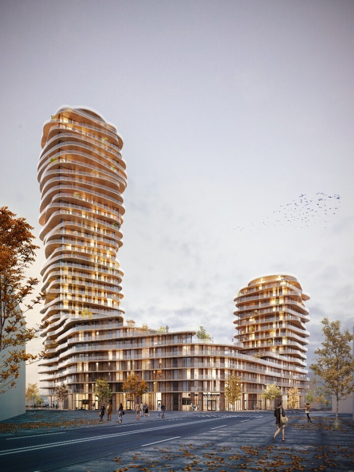 The Discus tower is designed by Swedish architecture firm Belatchew Arkitekter