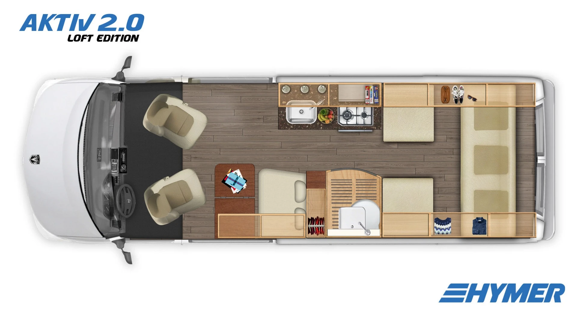 Optional power sofa/rear lounge floor plan (daytime)