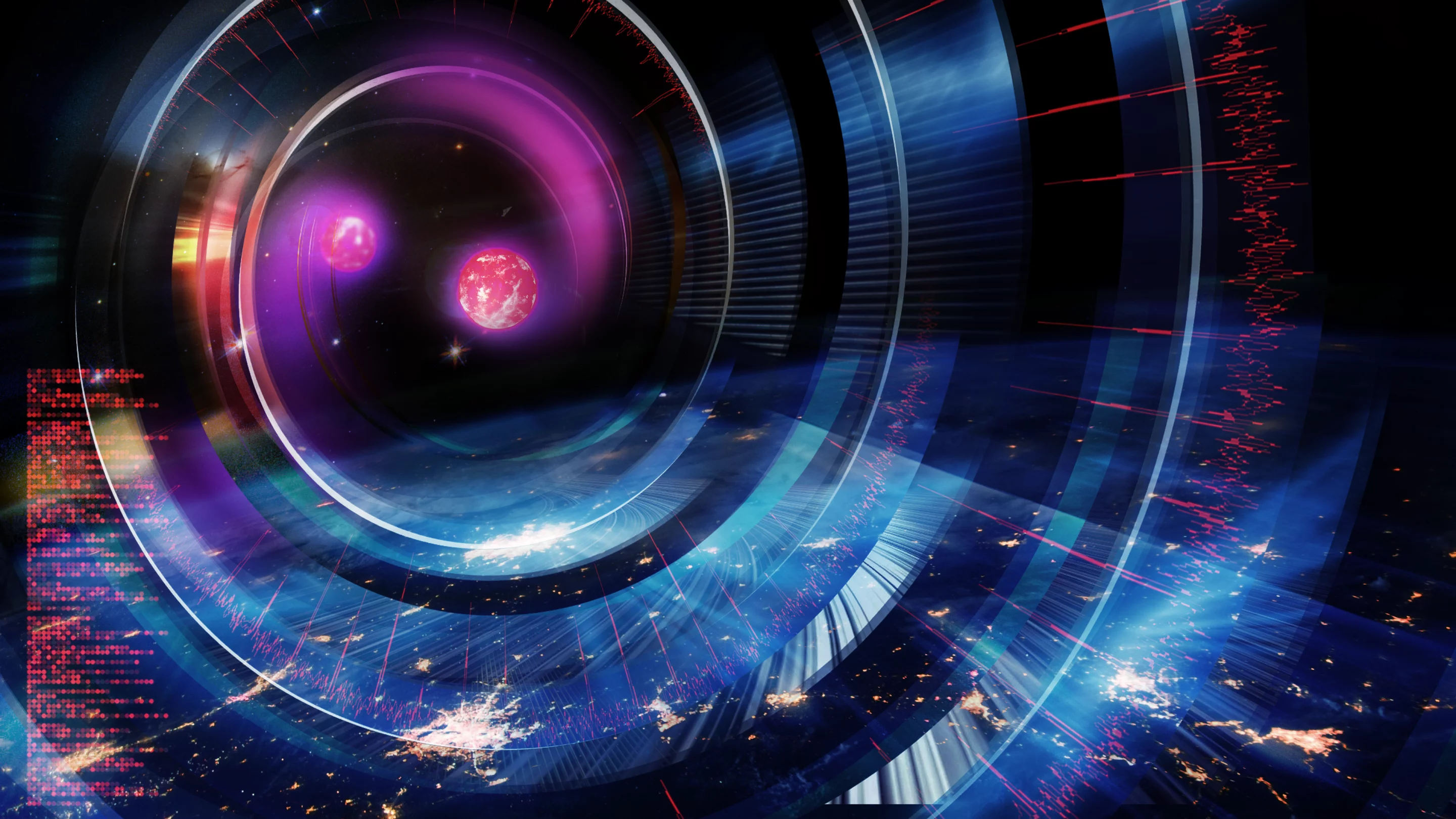 An artist's impression of two neutron stars on a collision course – a cataclysm that produces gravitational waves