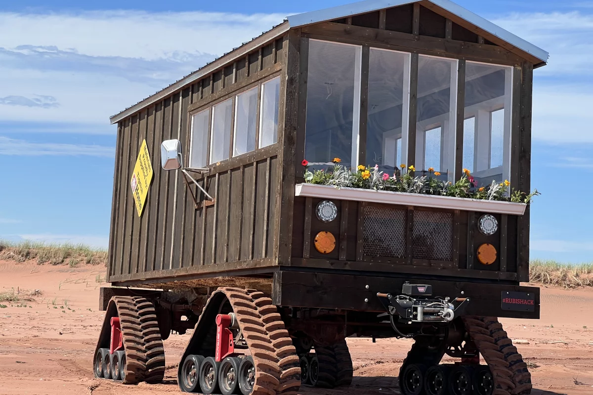 The Rubishack has a truck base that has been heavily modified and is powered by a first-generation Cummins engine