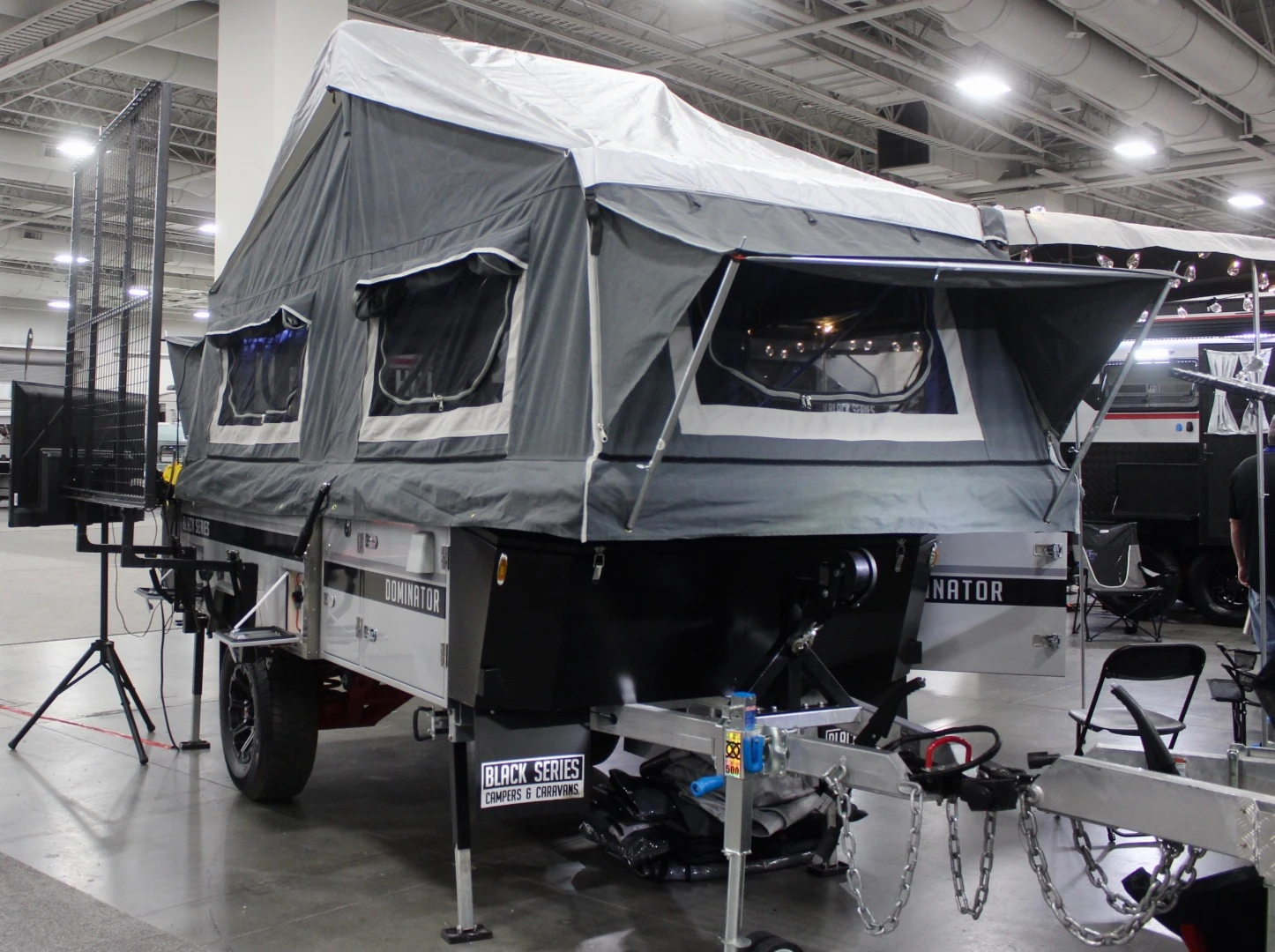 Many of Black Series' caravans ride on two axles and exceed what we're calling "small" here, but the Dominator is a compact pop-up tent trailer that fits the bill