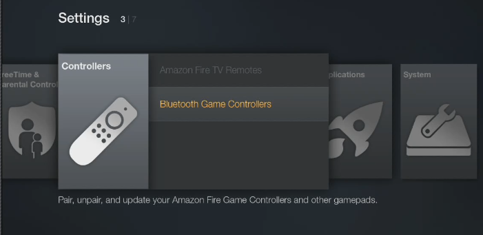 Pair the game controller and Fire TV via Bluetooth
