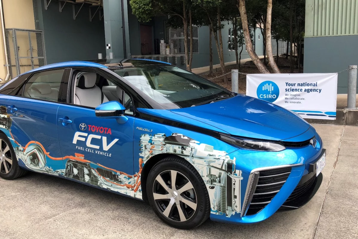 A Toyota Mirai fuel cell vehicle, ready to be fueled with CSIRO-produced hydrogen