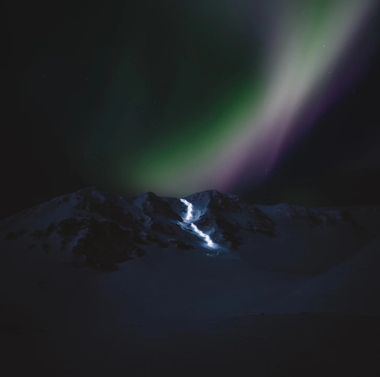 Commended - Nature & Landscape. "Skiing under the Arctic Sky". Iceland