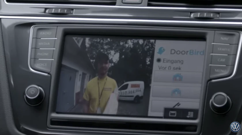 With a DoorBird doorbell installed at the house, VW drivers will now be able to see who is calling via the vehicle's infotainment system