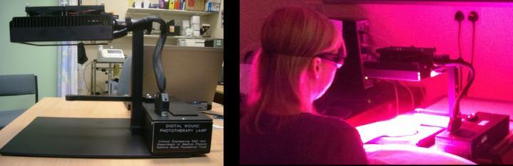 The lamp emits a combination of infrared, red and ultraviolet light