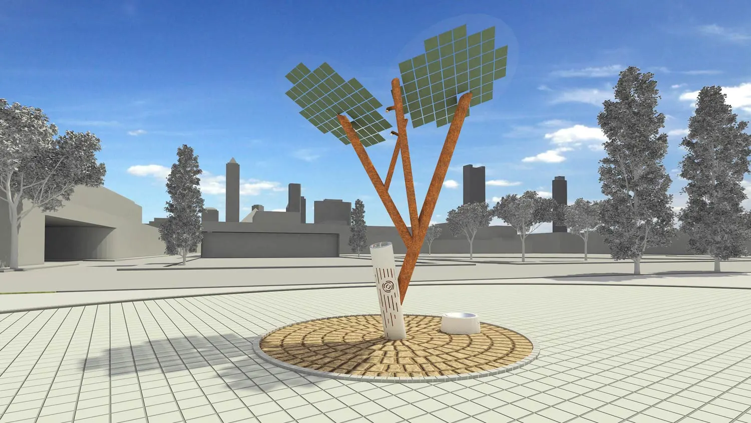 The eTrees can be configured with water fountains and water troughs for pets