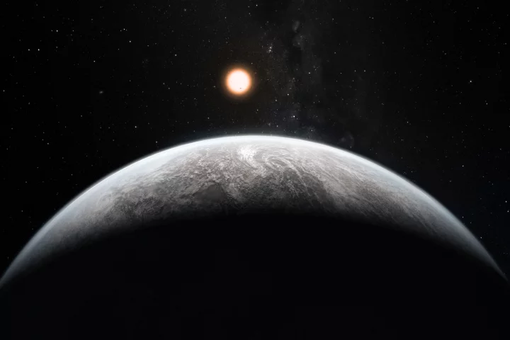 Artist's impression of the rocky super-Earth HD 85512 b - one of more than 50 new exoplanets found by HARPS (Image: ESO/M. Kornmesser)