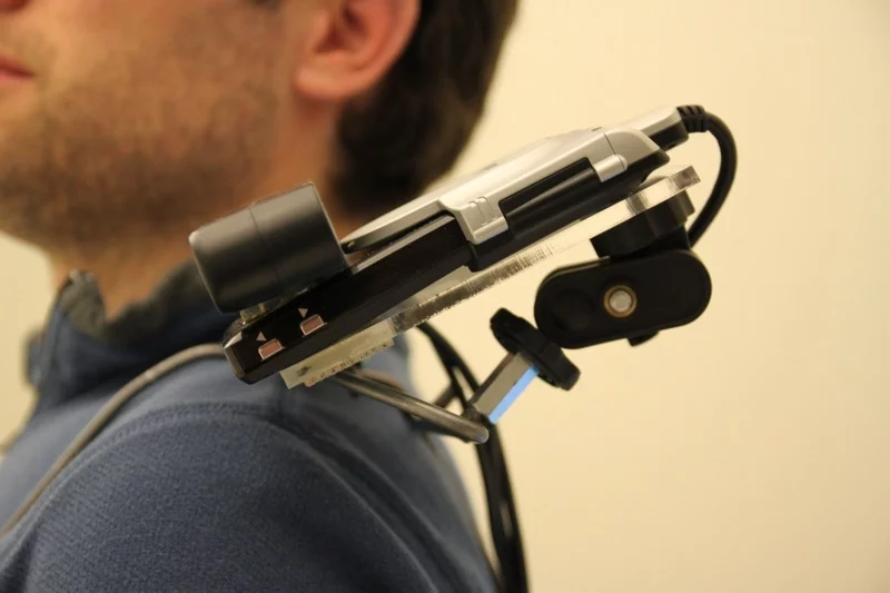 Shoulder-mounted OmniTouch prototype