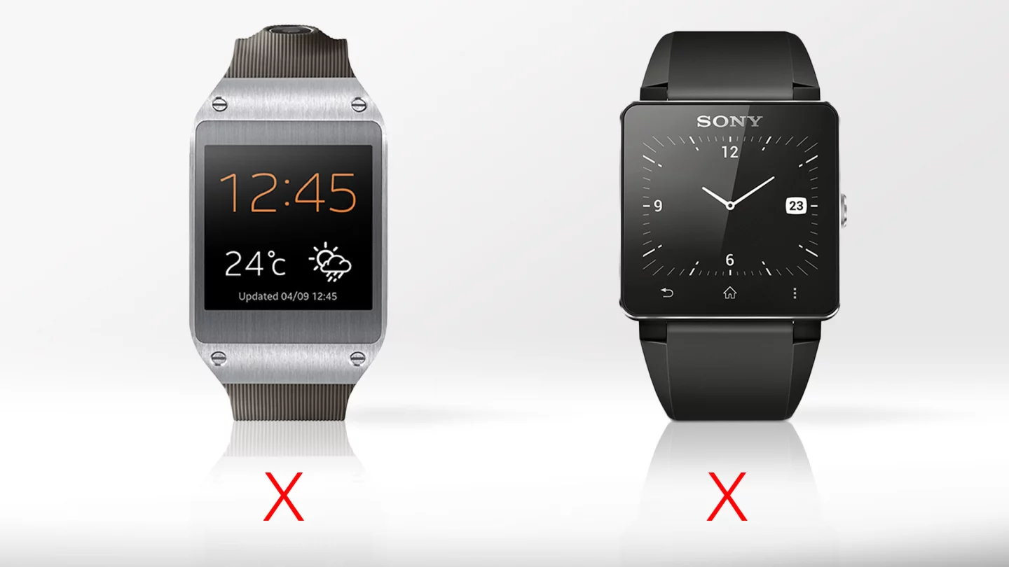 Neither watch is compatible with the iPhone (for that, you can check out Pebble)