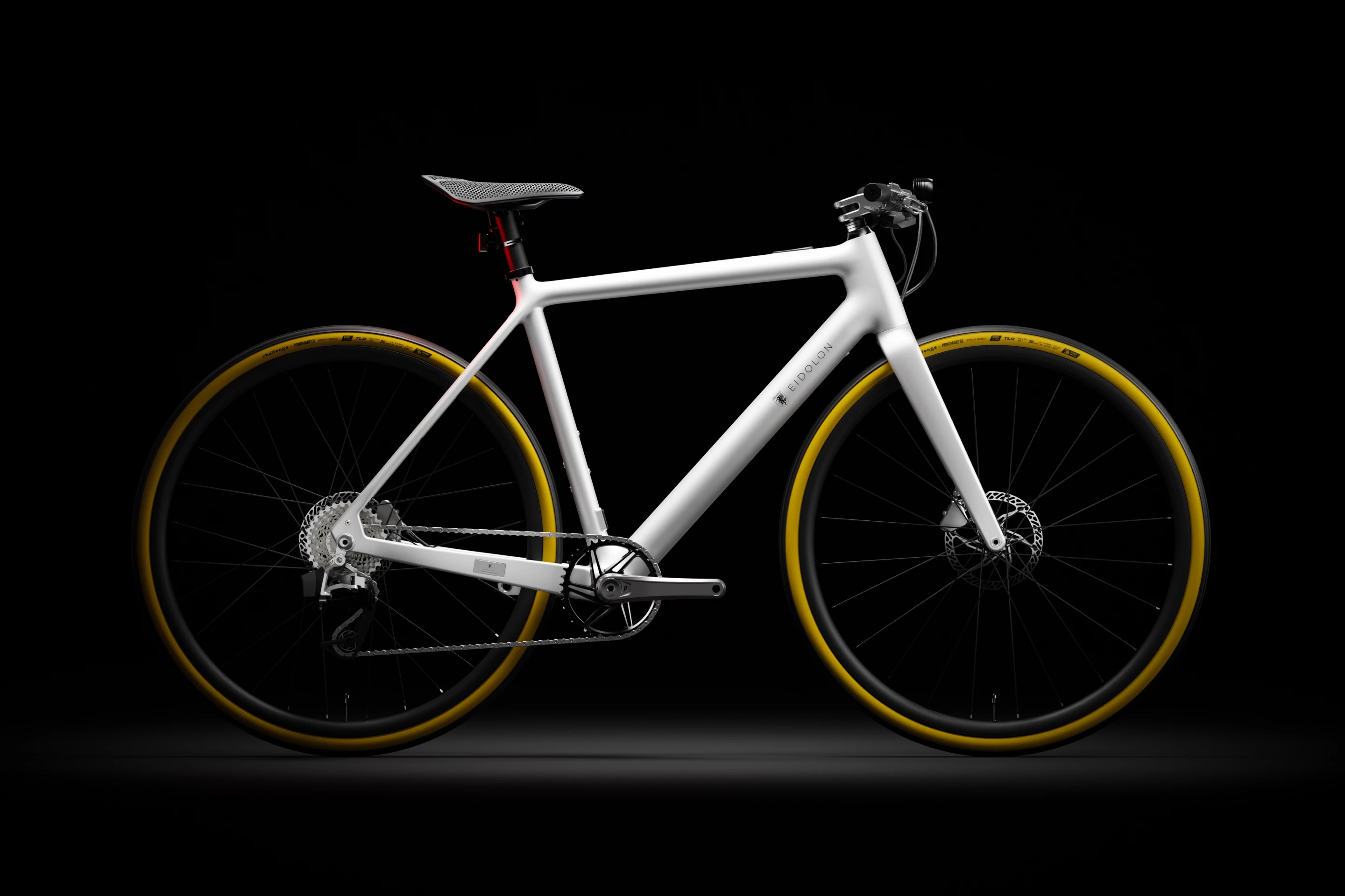 The gorgeous carbon frame comes in gray or black as standard, but custom colors can be optioned for a more personal look