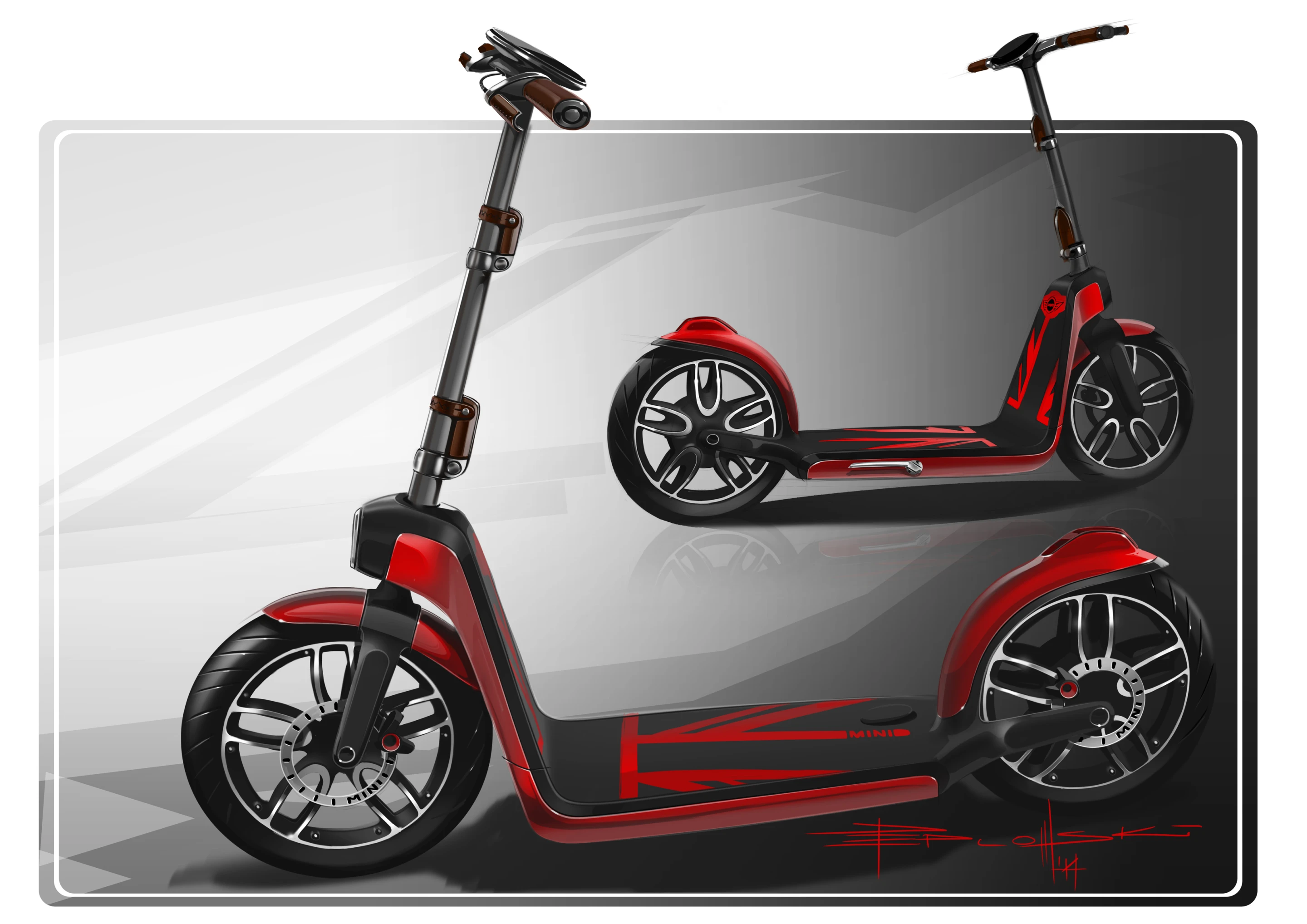 Acceleration is thumb-operated and driven by a gearless hub motor in the rear wheel that is claimed to allow a top speed of 25 km/h (15 mph)