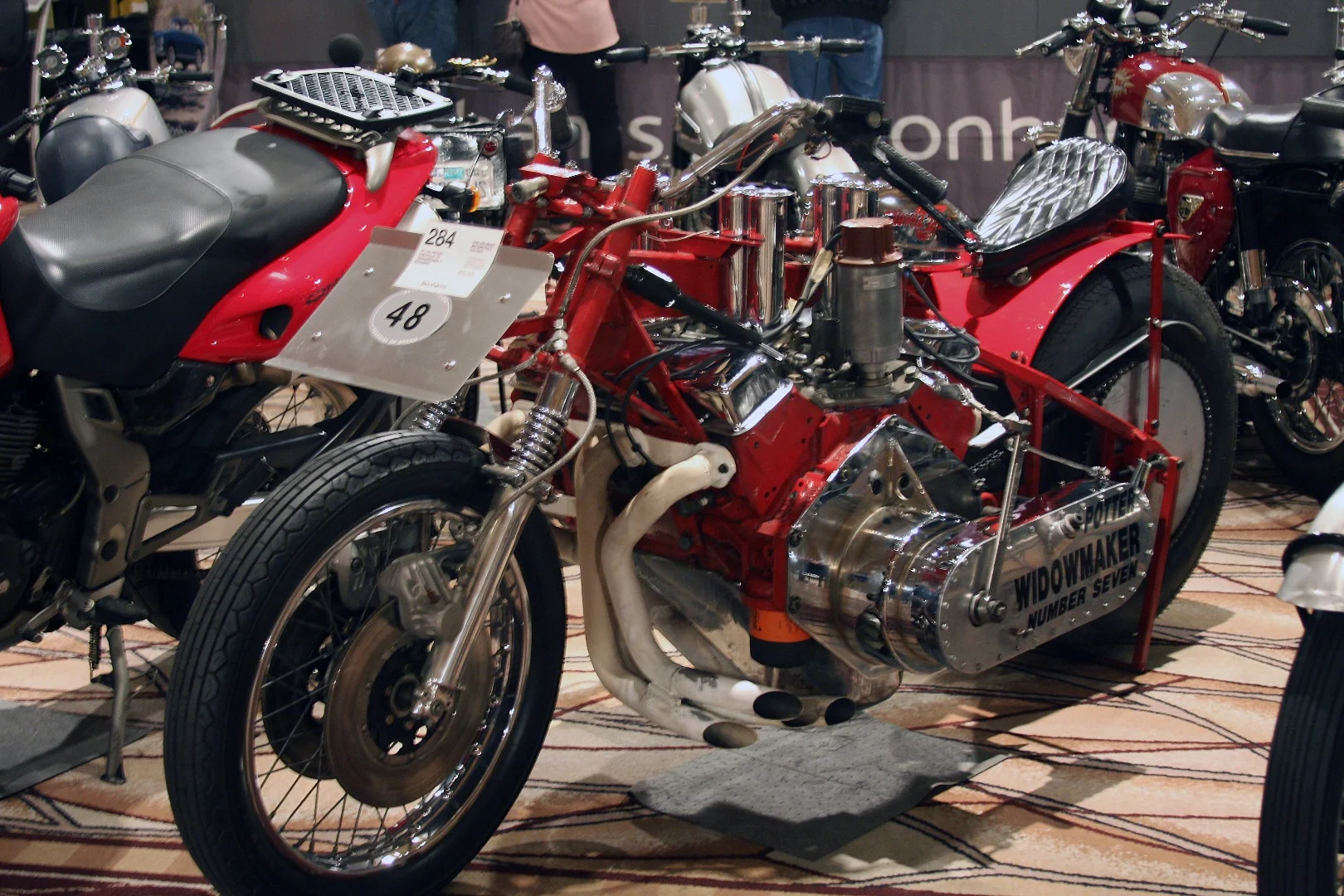 This 500 hp V8 motorcycle was once the world's fastest motorcycle, as listed in the 1973 Guinness Book of World Records. It probably wasn't the world's fastest motorcycle but it was probably the world's quickest, having traversed a quarter mile from a standing start in 8.68 seconds with a terminal velocity of 172mph, with that monstrous rear tire spinning all the way. It could be sitting in your loungeroom for around $70,000 but no-one bid that high and it went home again.