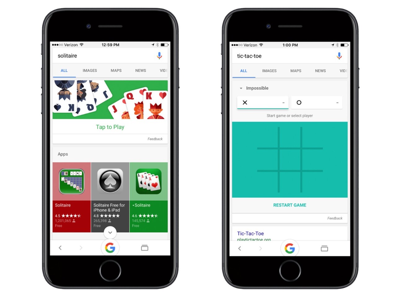 Download-free mobile games: Google has Solitaire and tic-tac-toe built in