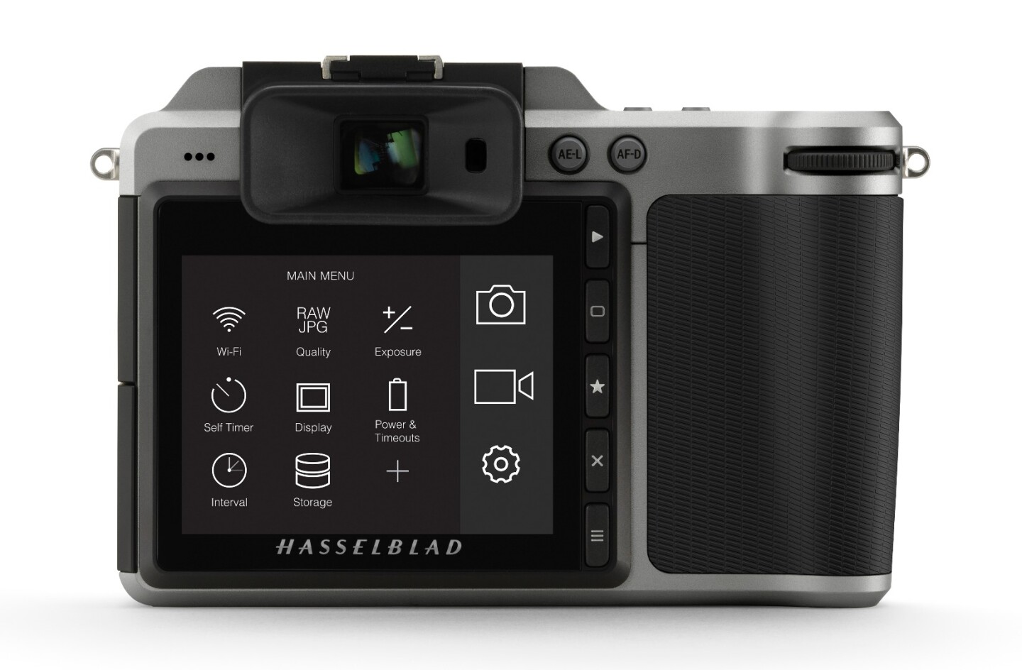 The Hasselblad X1D features a sleek interface on the rear monitor