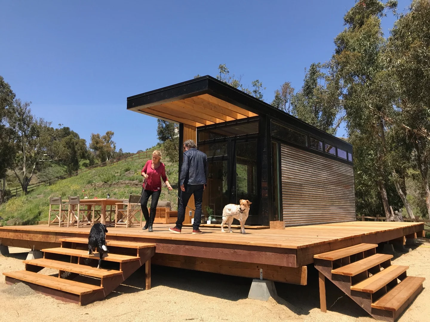 Corrugated metal exterior of the Cornelia tiny home