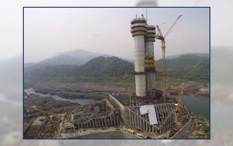 An early image showing the huge construction effort