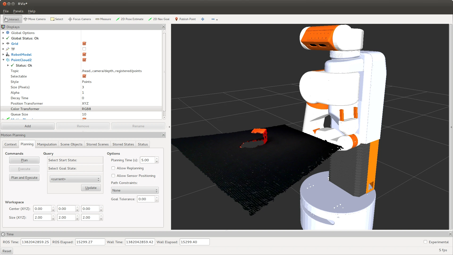 Using its 3D sensors, the robot is able to see an object on a table (Image: Eric Gulbransen)