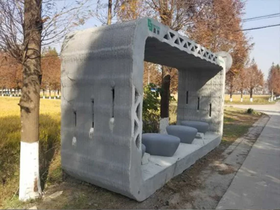 The WinSun shelter has been printed using recycled waste materials