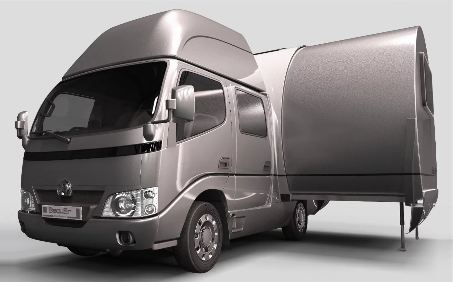Beauer's first idea for an expanding motorhome looked quite different from the X-Van