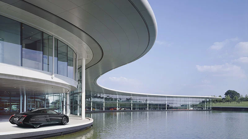 McLaren X1 customer concept car outside McLaren's space headquarters