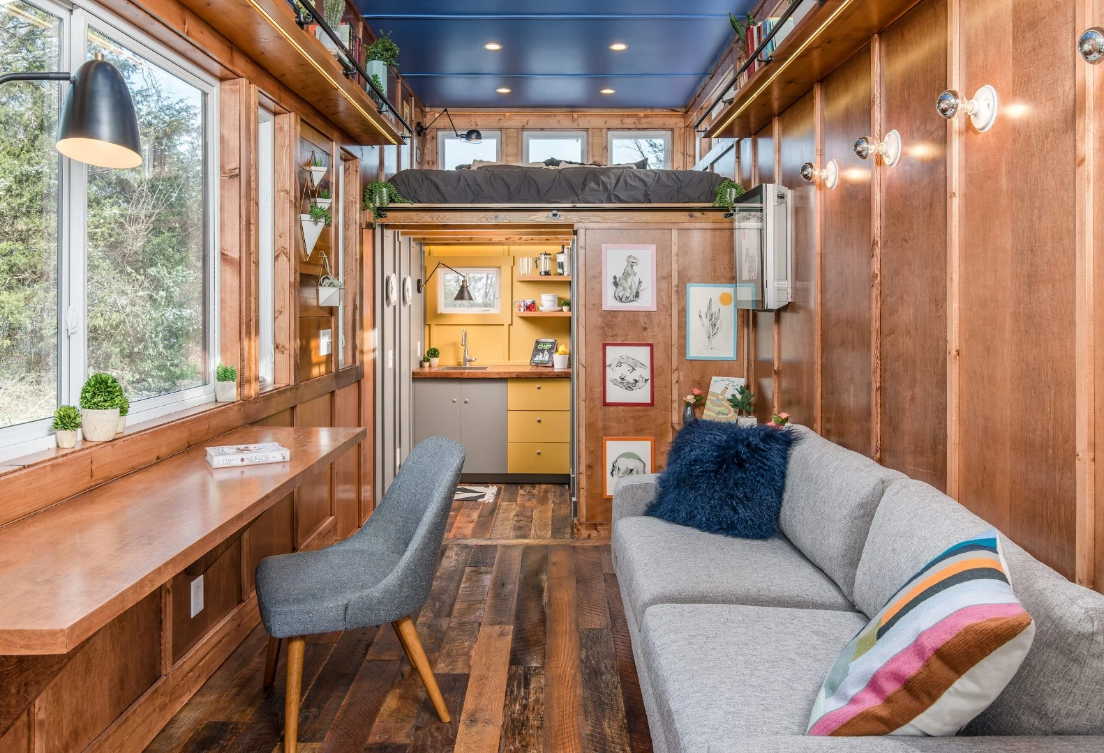 The base model Cornelia tiny house measures 24 ft long and 8 ft 6 in wide (7.3 x 2.6 m)