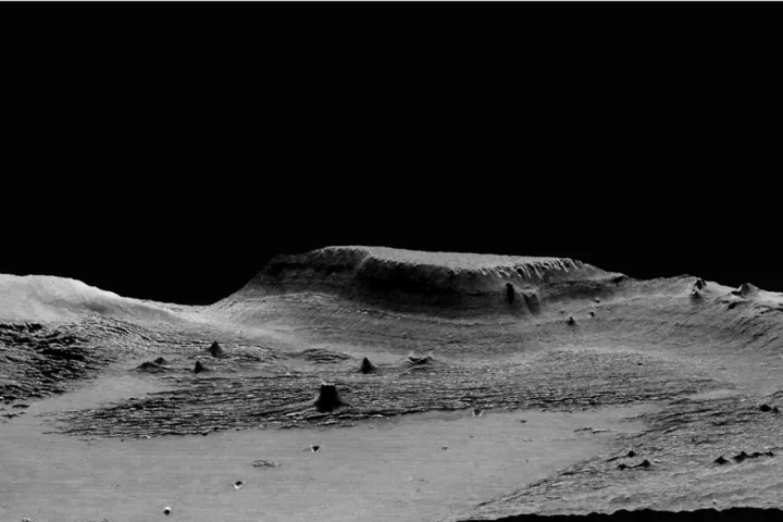 Part of the Medusae Fossae Formation on Mars, which new research suggests is the largest explosive volcanic deposit in the Solar System