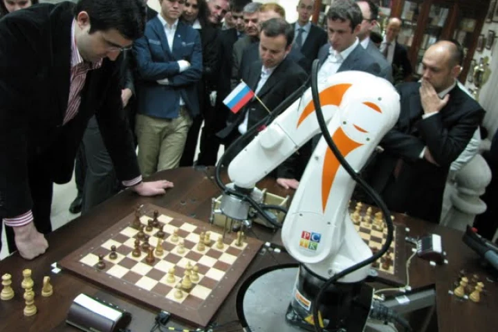 Vladimir Kramnik squaring off against the Chess Terminator