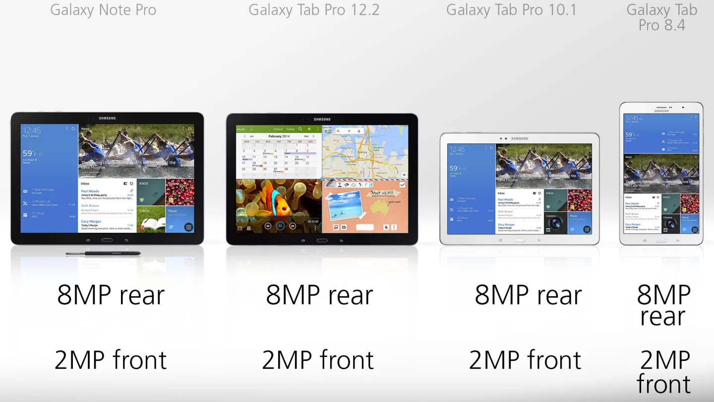 All four tablets have 8-megapixel rear cameras