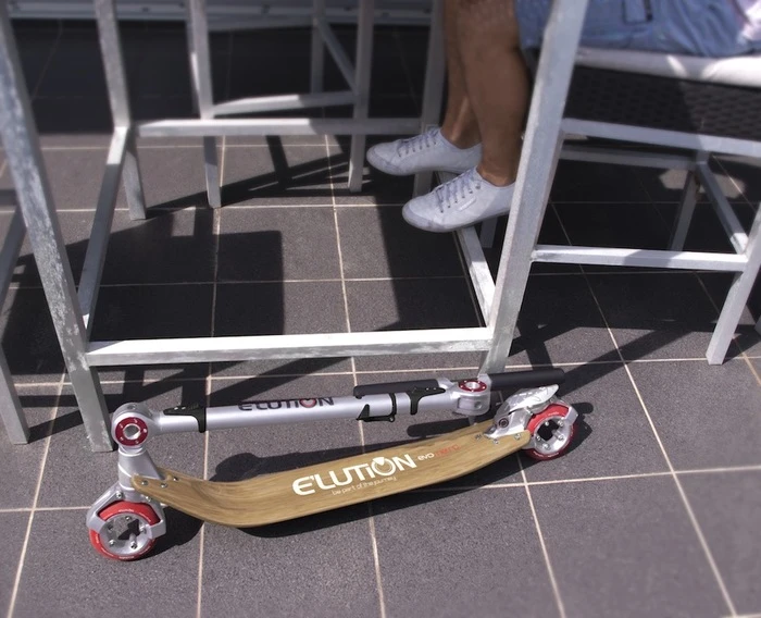 The EVO's handlebars fold down when not in use