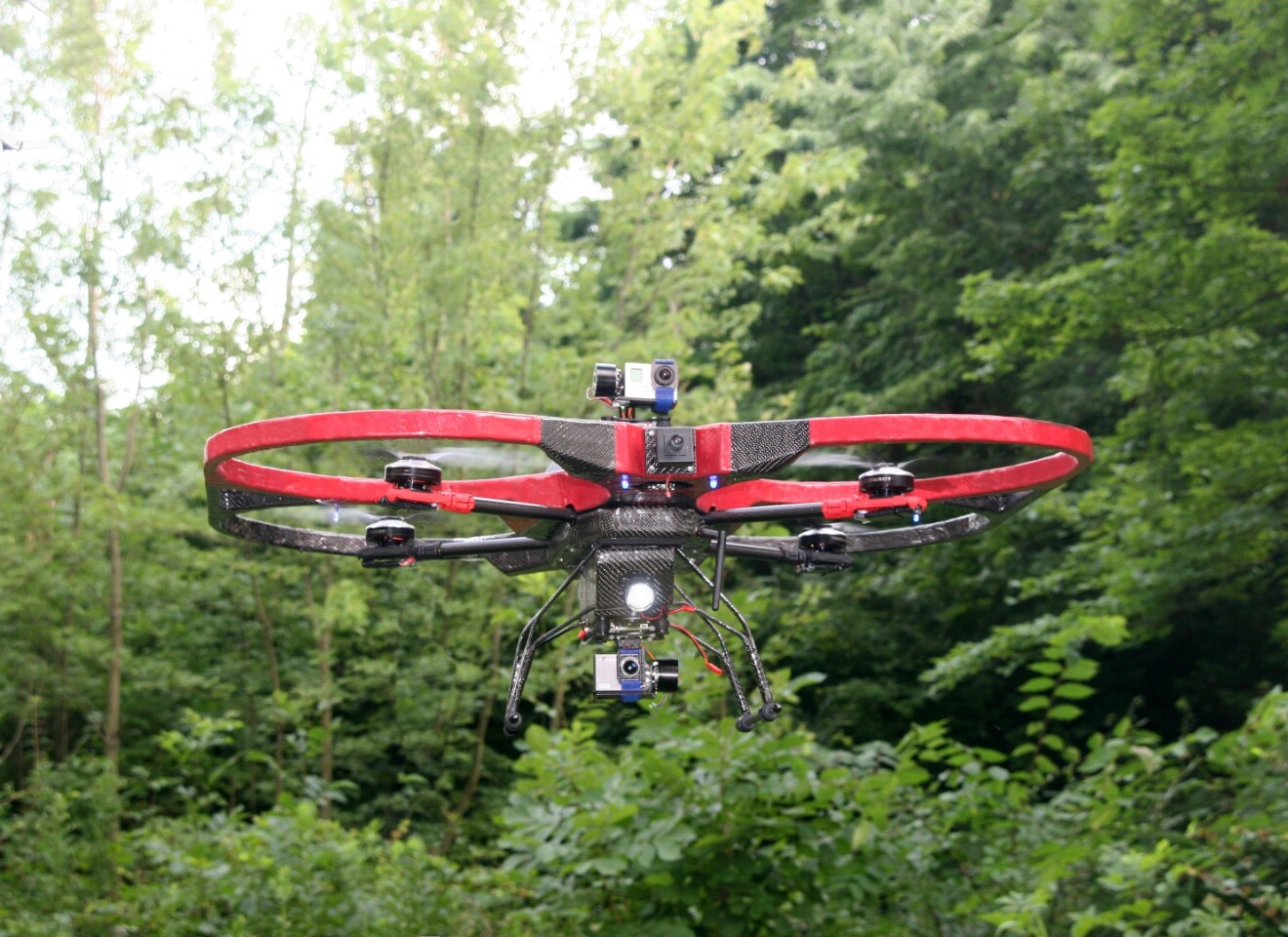 The imposing KittyHawk quadcopter can be equipped with three cameras