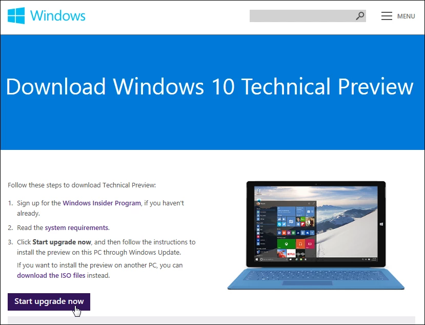 Download the executable file to start the upgrade