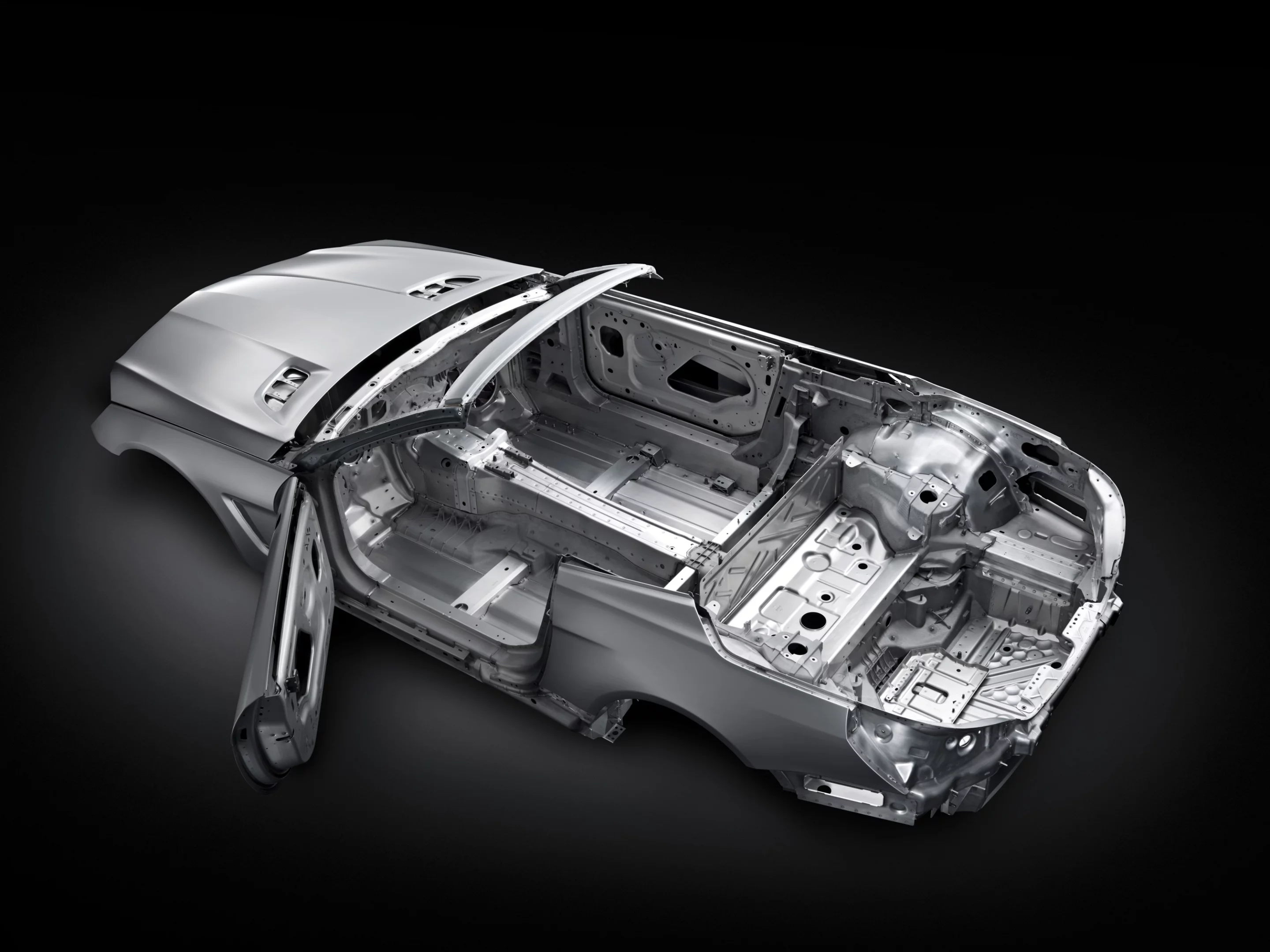 The new bodyshell of the Mercedes SL is 89 percent aluminum