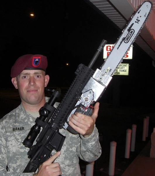 The AR-15 with chainsaw bayonet