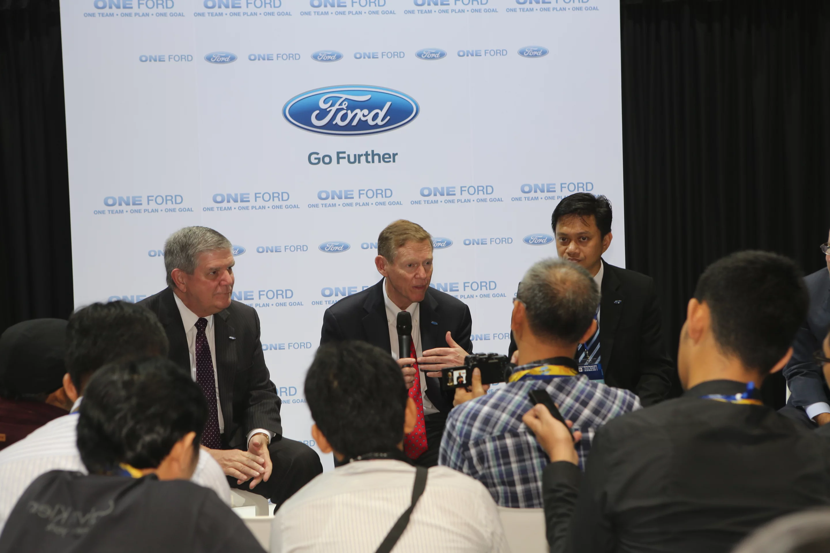 Alan Mullaly, the head of Ford Motor Company, meets dealers at the opening day of the Bangkok International Motor Show, 2013 (Photo: Husna Namirembe/Gizmag)