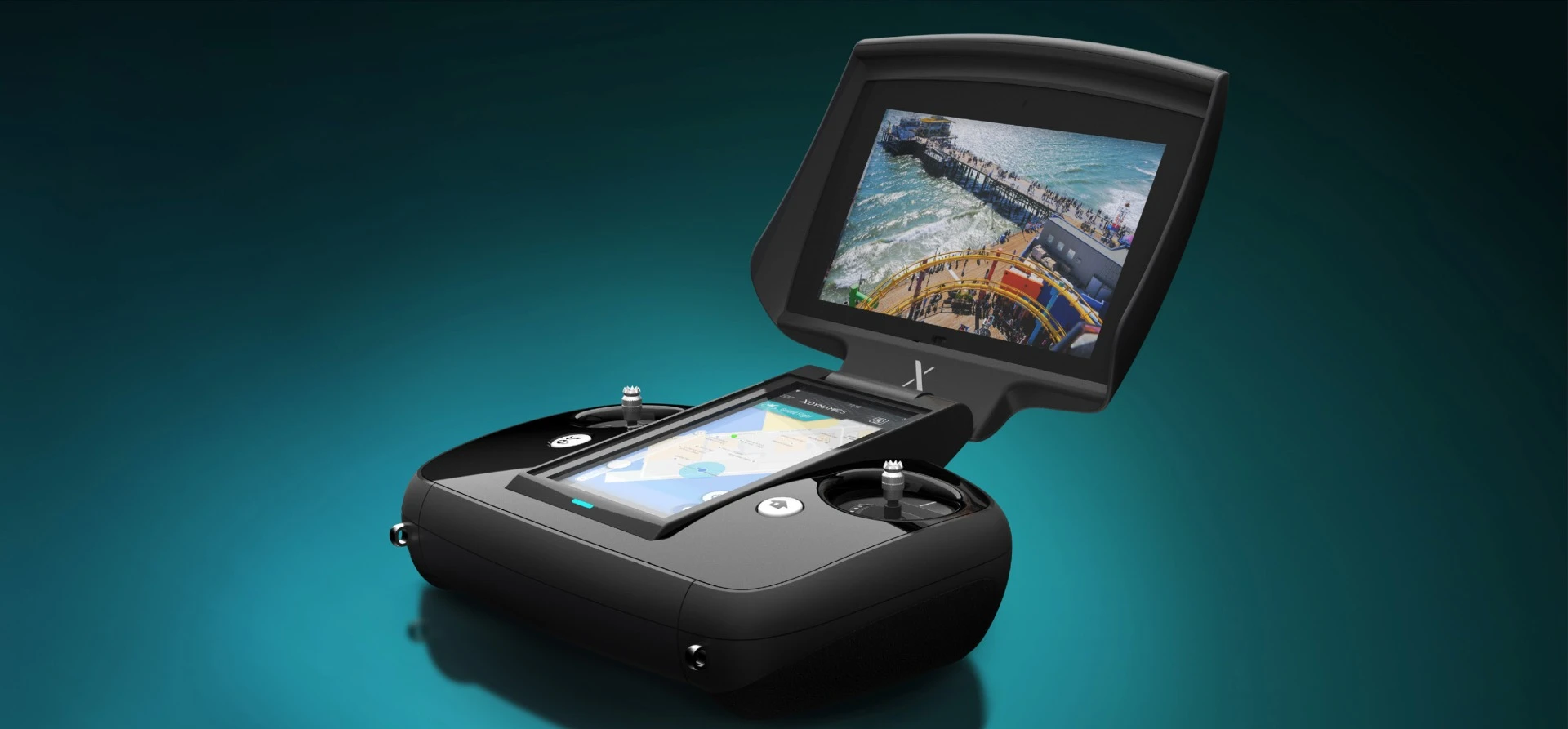 The dual screen controller at the heart of the Evolve experience