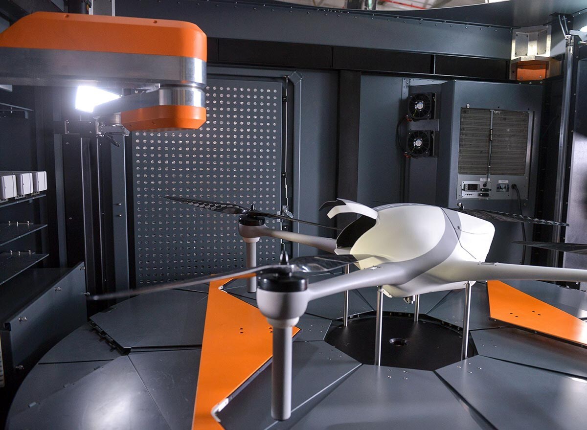 The drone itself, dubbed Optimus, is a customizable quadcopter capable of 30-minute flights and carrying one kg (2.2 lb) payloads