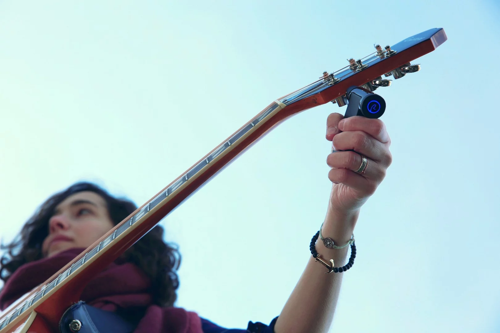 The Roadie 2 features haptic feedback, meaning that users won't have to look at the device to know when a string has been brought to pitch