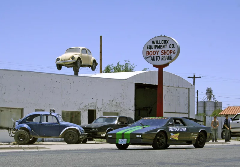 Leaving Willcox, the electric Lotus Esprit with student Elias Williams at the wheel