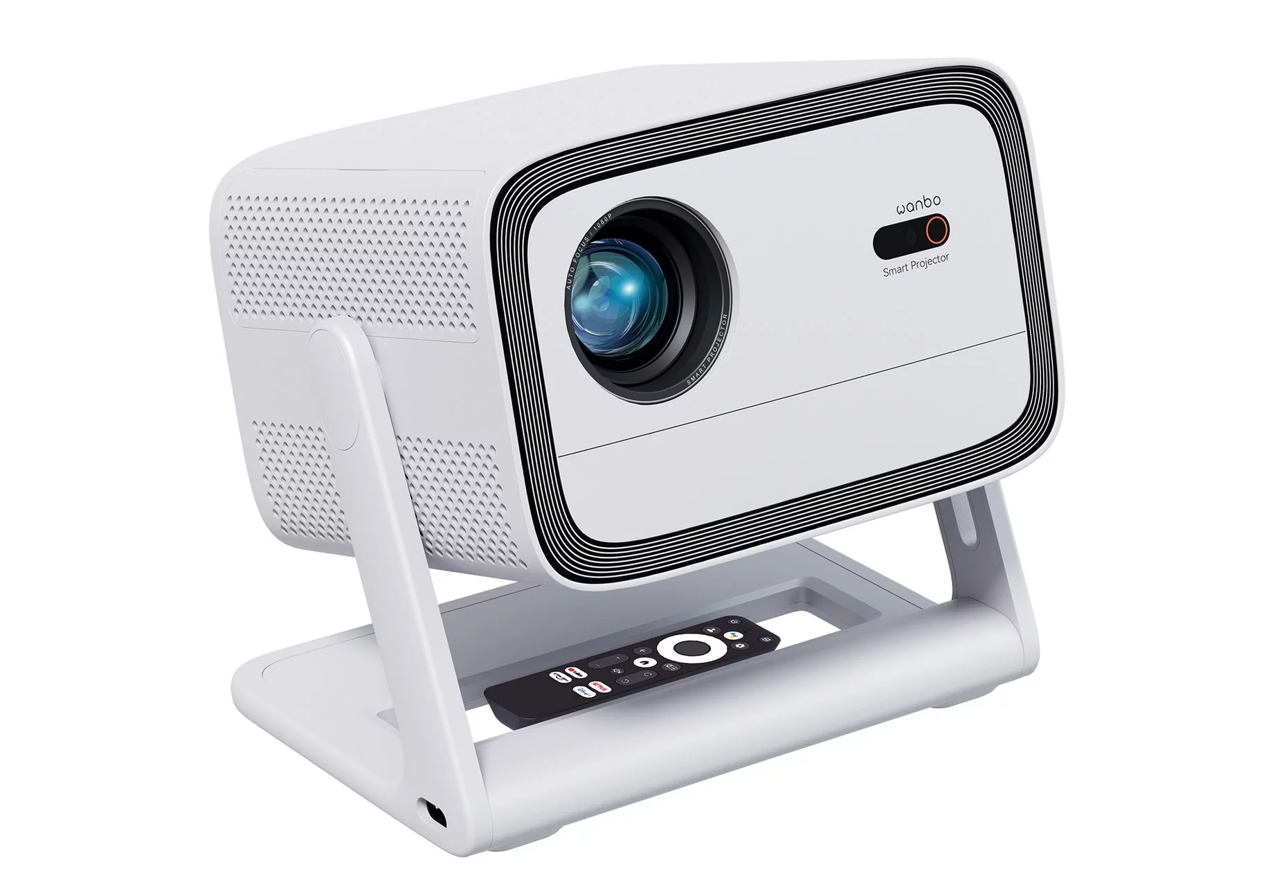 The projector features built-in full-range speakers combined with a 500cc sound chamber