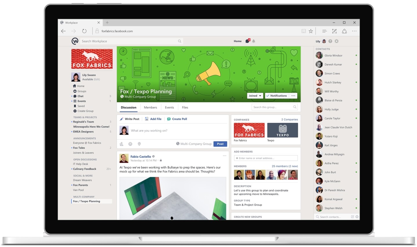 The multi-company group functionality, meanwhile, will allow people from different organizations to work together on a shared project