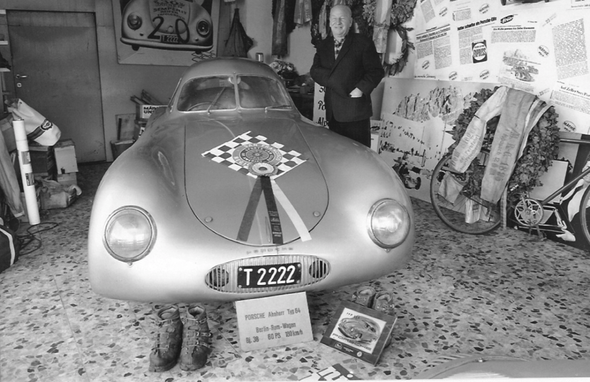 The above image taken in 1984 at Mathé's home in Innsbruck, Austria shows Herr Mathé with the "Ahnherr" (German for ancestor). Mathé kept the car for 46 years until his death in 1995.