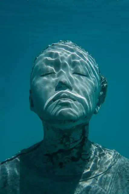 The underwater sculptures are designed to be colonized by marine algae