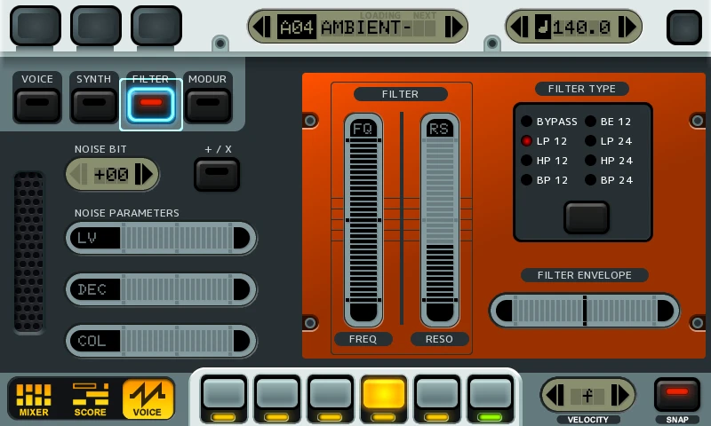A screenshot from the KDJ-ONE portable, handheld digital audio workstation