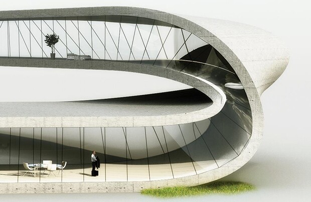 The build will use one of the largest 3D printers available, to fabricate sections which will then interlock to form the entire house (Image: Universe Architecture)